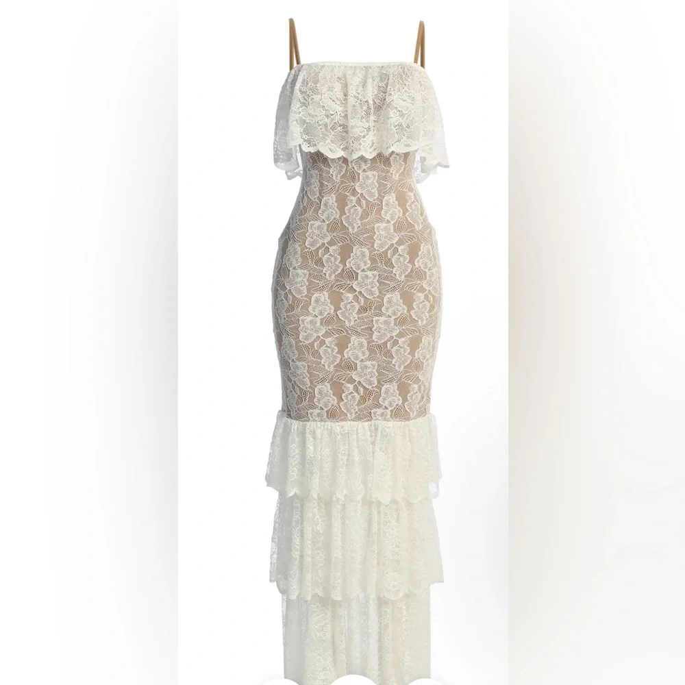 JLUXLABEL White Lace Strapless Maxi Dress - Picture 2 of 5